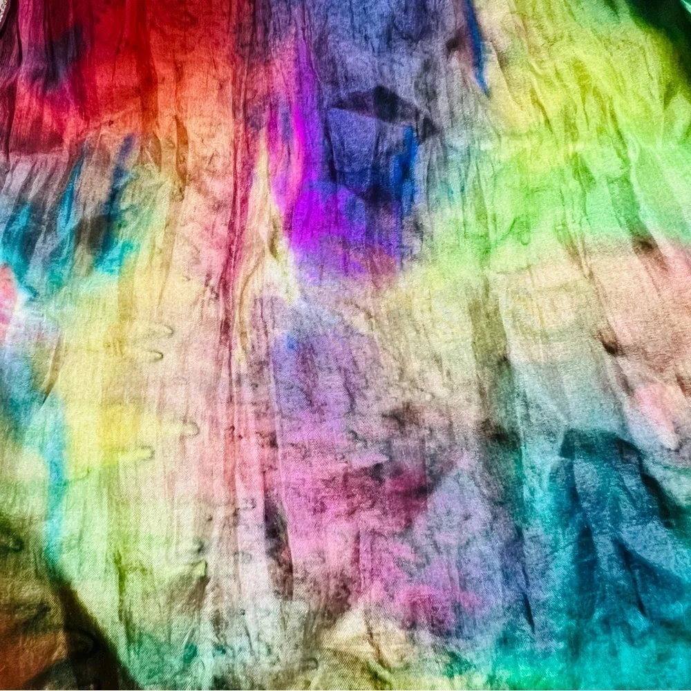 Multicolor Silk Scarf. Colourful silk scarf women Tropical Hand dyed silk scarf.